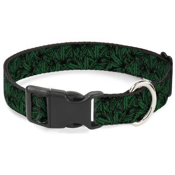 buckle down Buckle-Down Plastic Buckle Dog Collar - Marijuana Leaves Stacked Black/Green