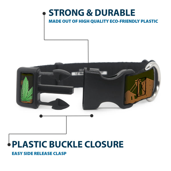 Buckle Down Buckle-Down Plastic Buckle Dog Collar - Marijuana Leaf Skyline