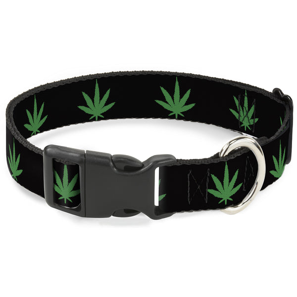 buckle down Buckle-Down Plastic Buckle Dog Collar - Marijuana Leaf Repeat Black/Green
