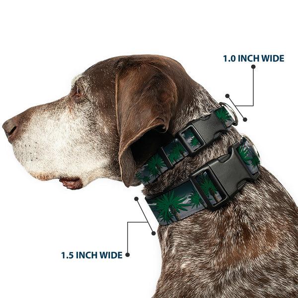 Buckle Down Buckle-Down Plastic Buckle Dog Collar - Marijuana Palm Trees/Clouds