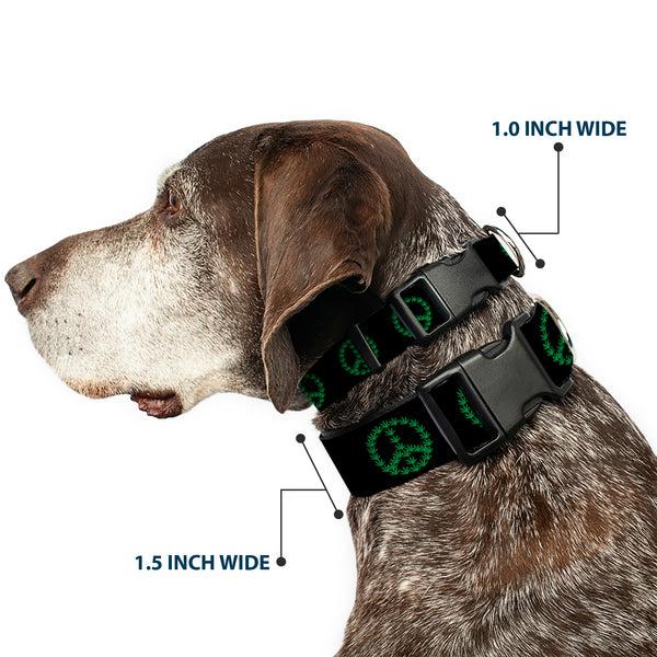 Buckle Down Buckle-Down Plastic Buckle Dog Collar - Marijuana Peace Repeat Black/Green