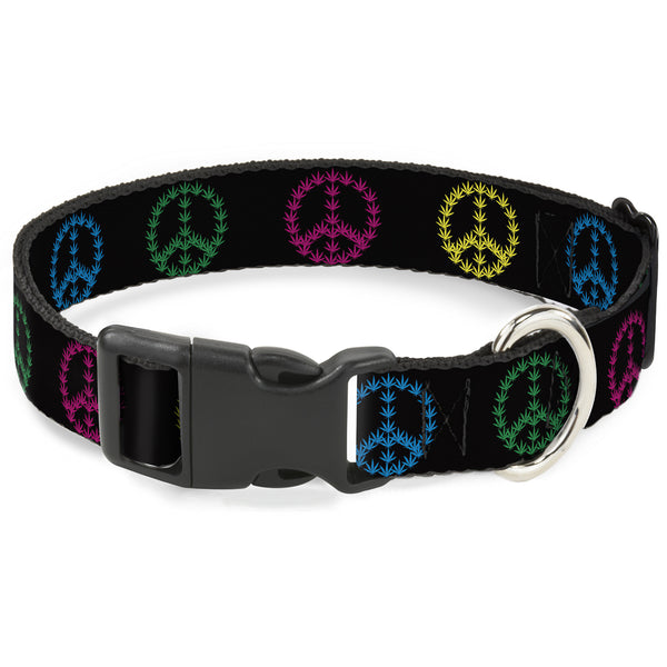 buckle down Buckle-Down Plastic Buckle Dog Collar - Marijuana Peace Repeat Black/Multi Color