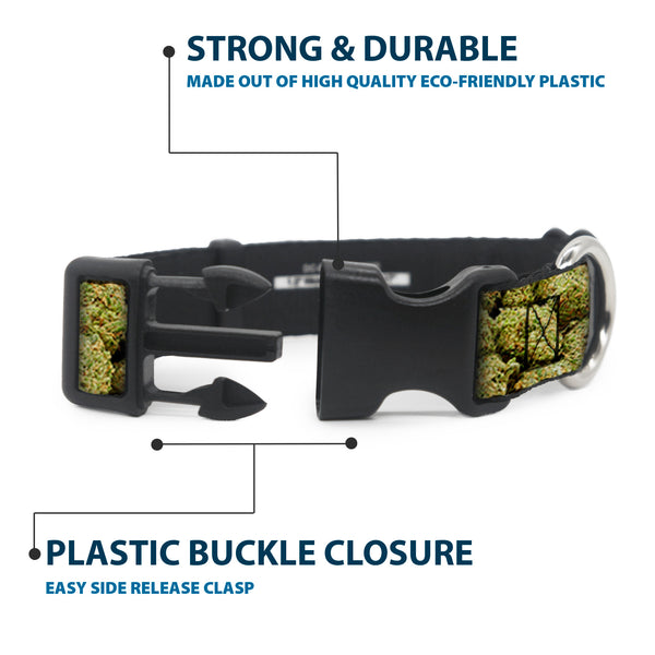 Buckle Down Buckle-Down Plastic Buckle Dog Collar - Vivid Marijuana Nugs2 Stacked