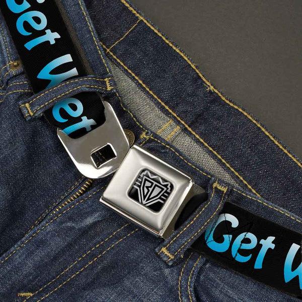 Buckle Down Seatbelt Belt - GET WET Black/Baby Blue