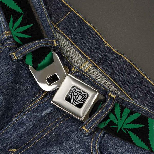 Buckle Down Seatbelt Belt - Marijuana Leaf Close-Up