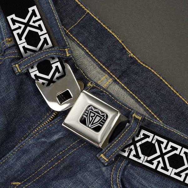 Buckle Down Seatbelt Belt - XXX Black/White