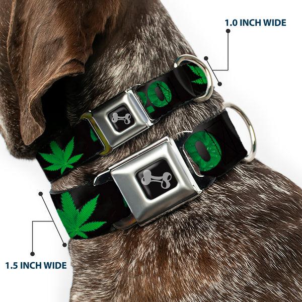 Buckle Down Buckle-Down Seatbelt Buckle Dog Collar - 420/Pot Leaf Black/Smoke/Green