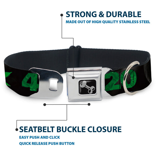 Buckle Down Buckle-Down Seatbelt Buckle Dog Collar - 420/Pot Leaf Black/Smoke/Green