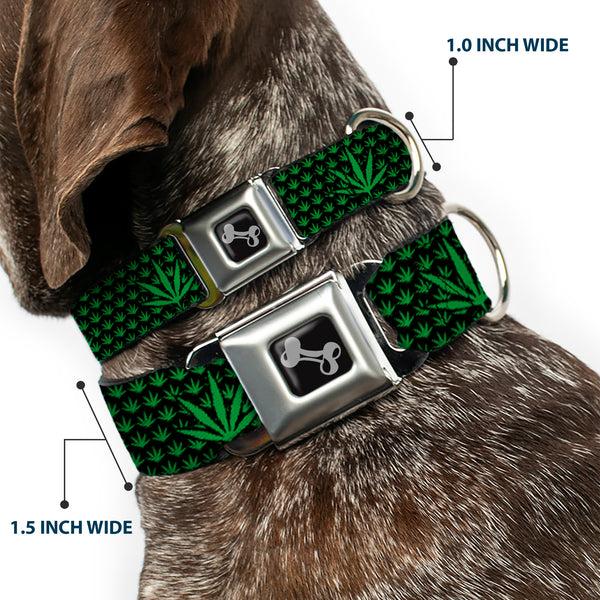 Buckle Down Buckle-Down Seatbelt Buckle Dog Collar - Marijuana Garden Black/Green