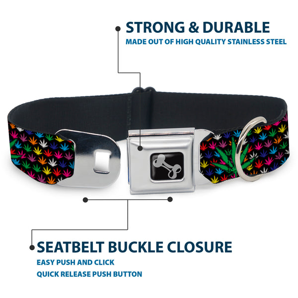 Buckle Down Buckle-Down Seatbelt Buckle Dog Collar - Marijuana Garden Black/Multi Color