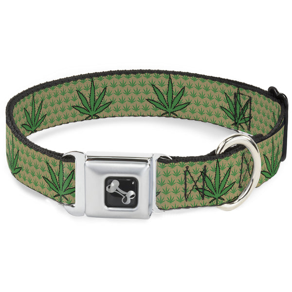 buckle down Buckle-Down Seatbelt Buckle Dog Collar - Marijuana Garden Tan/Green