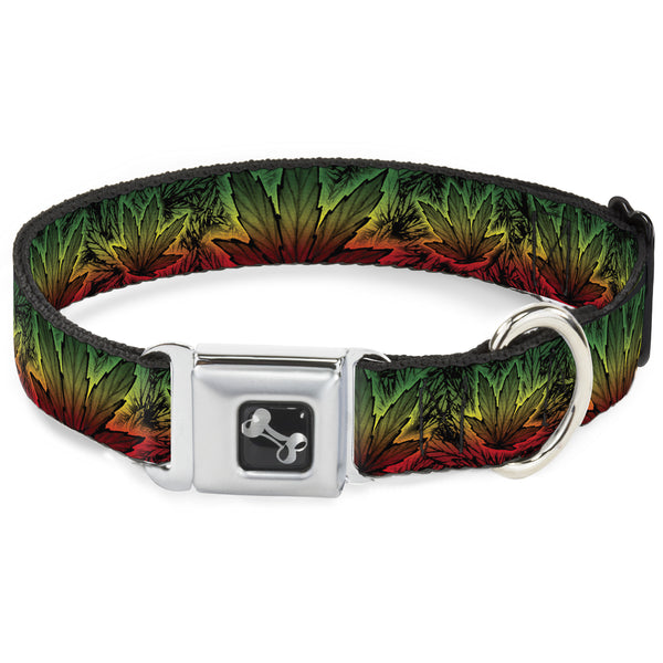 buckle down Buckle-Down Seatbelt Buckle Dog Collar - Marijuana Haze Rasta/Rasta