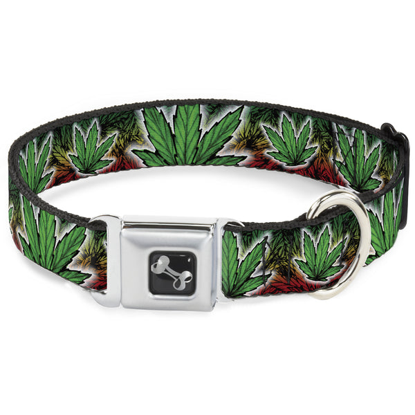 buckle down Buckle-Down Seatbelt Buckle Dog Collar - Marijuana Haze Rasta/White