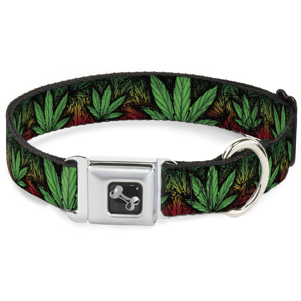 buckle down Buckle-Down Seatbelt Buckle Dog Collar - Marijuana Haze Rasta/Black