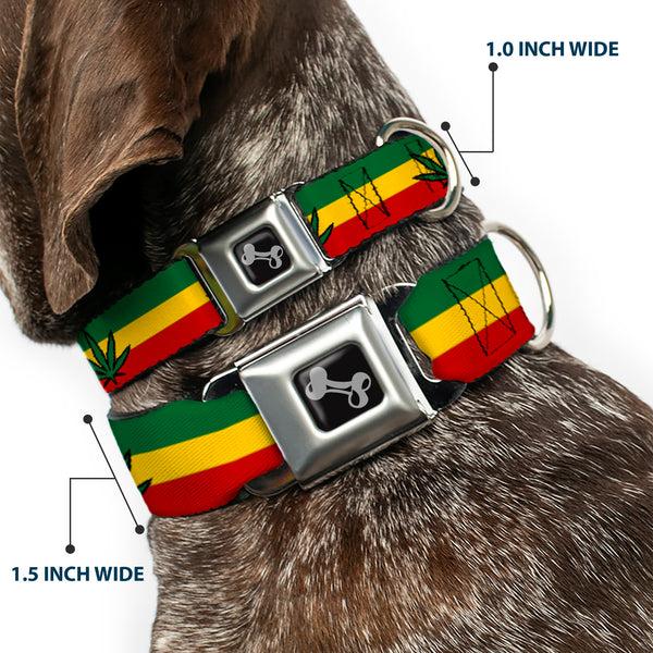 Buckle Down Buckle-Down Seatbelt Buckle Dog Collar - Marijuana Leaf Repeat Rasta