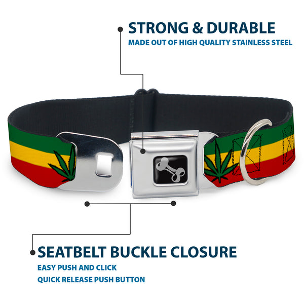 Buckle Down Buckle-Down Seatbelt Buckle Dog Collar - Marijuana Leaf Repeat Rasta