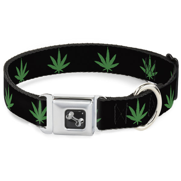 buckle down Buckle-Down Seatbelt Buckle Dog Collar - Marijuana Leaf Repeat Black/Green