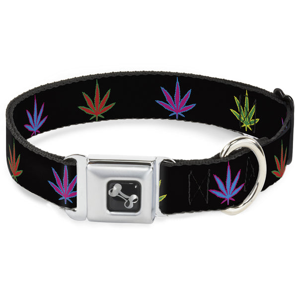 buckle down Buckle-Down Seatbelt Buckle Dog Collar - Marijuana Leaf Repeat Black/Multi Color