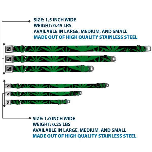 Buckle Down Buckle-Down Seatbelt Buckle Dog Collar - Marijuana Leaf Close-Up