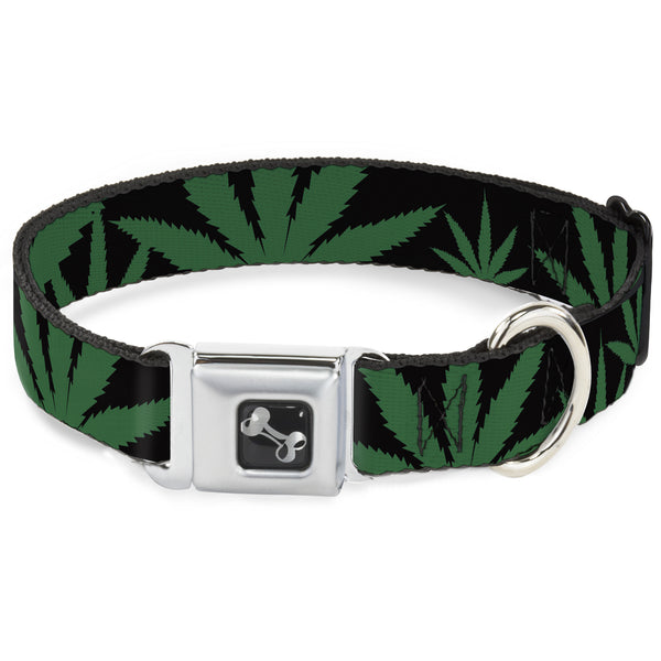 buckle down Buckle-Down Seatbelt Buckle Dog Collar - Marijuana Leaf Close-Up