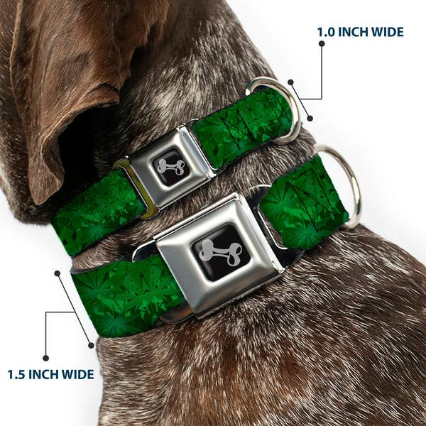 Buckle Down Buckle-Down Seatbelt Buckle Dog Collar - Marijuana Leaves Stacked