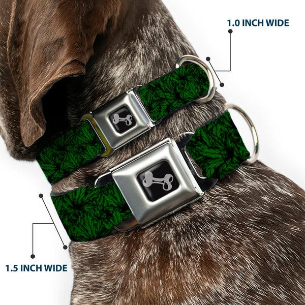 Buckle Down Buckle-Down Seatbelt Buckle Dog Collar - Marijuana Leaves Stacked Black/Green