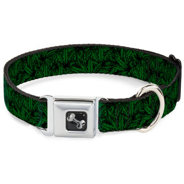 buckle down Buckle-Down Seatbelt Buckle Dog Collar - Marijuana Leaves Stacked Black/Green