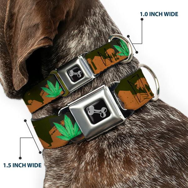 Buckle Down Buckle-Down Seatbelt Buckle Dog Collar - Marijuana Leaf Skyline