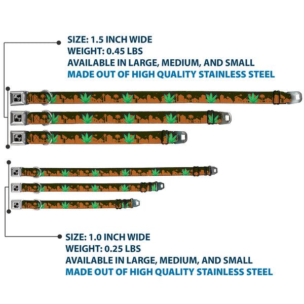 Buckle Down Buckle-Down Seatbelt Buckle Dog Collar - Marijuana Leaf Skyline