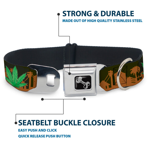 Buckle Down Buckle-Down Seatbelt Buckle Dog Collar - Marijuana Leaf Skyline