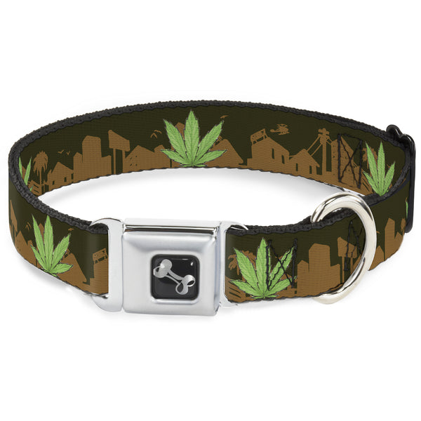 buckle down Buckle-Down Seatbelt Buckle Dog Collar - Marijuana Leaf Skyline