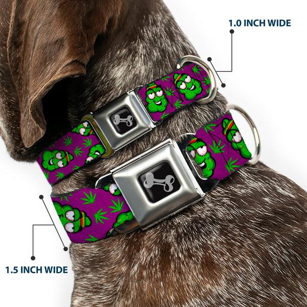 Buckle Down Buckle-Down Seatbelt Buckle Dog Collar - Marijuana Nugs/Leaves Cartoon Purple/Green