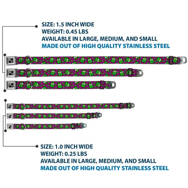 Buckle Down Buckle-Down Seatbelt Buckle Dog Collar - Marijuana Nugs/Leaves Cartoon Purple/Green