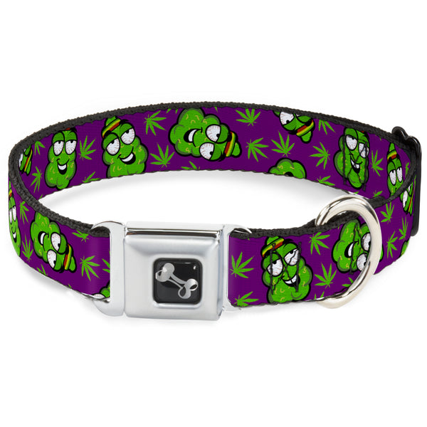 buckle down Buckle-Down Seatbelt Buckle Dog Collar - Marijuana Nugs/Leaves Cartoon Purple/Green