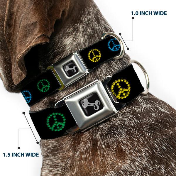 Buckle Down Buckle-Down Seatbelt Buckle Dog Collar - Marijuana Peace Repeat Black/Multi Color