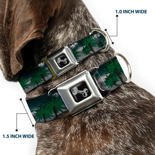 Buckle Down Buckle-Down Seatbelt Buckle Dog Collar - Marijuana Palm Trees/Clouds