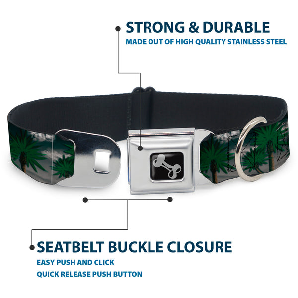 Buckle Down Buckle-Down Seatbelt Buckle Dog Collar - Marijuana Palm Trees/Clouds