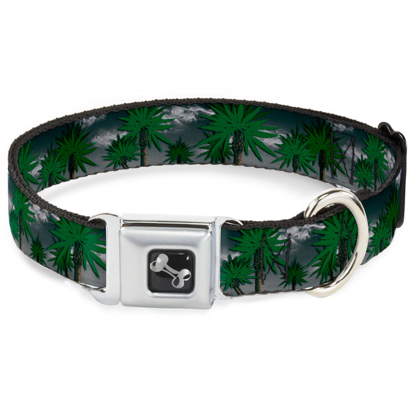 buckle down Buckle-Down Seatbelt Buckle Dog Collar - Marijuana Palm Trees/Clouds