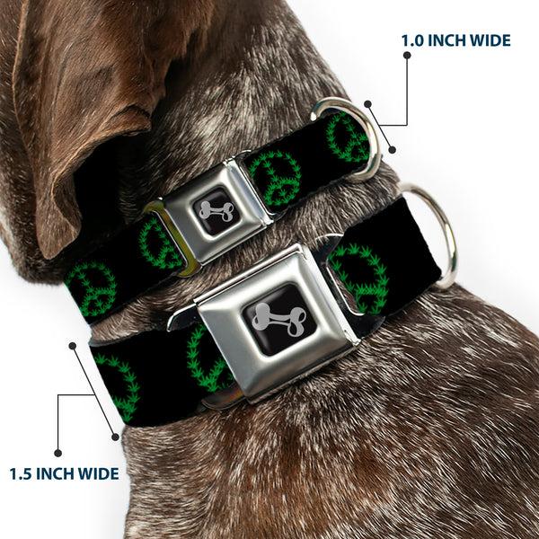 Buckle Down Buckle-Down Seatbelt Buckle Dog Collar - Marijuana Peace Repeat Black/Green