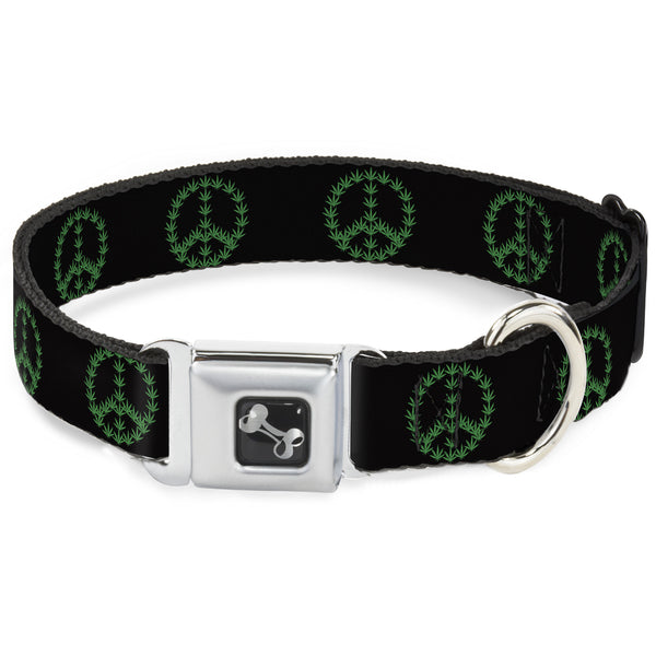buckle down Buckle-Down Seatbelt Buckle Dog Collar - Marijuana Peace Repeat Black/Green