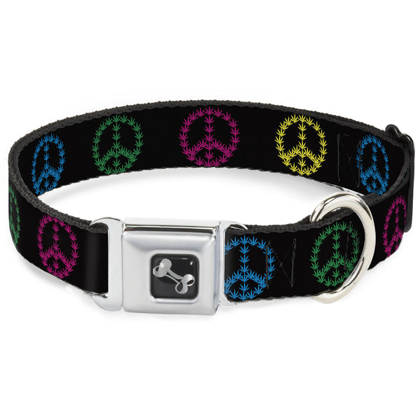 buckle down Buckle-Down Seatbelt Buckle Dog Collar - Marijuana Peace Repeat Black/Multi Color