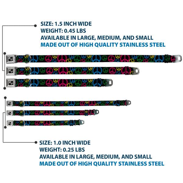 Buckle Down Buckle-Down Seatbelt Buckle Dog Collar - Multi Marijuana Peace Black/Multi Color