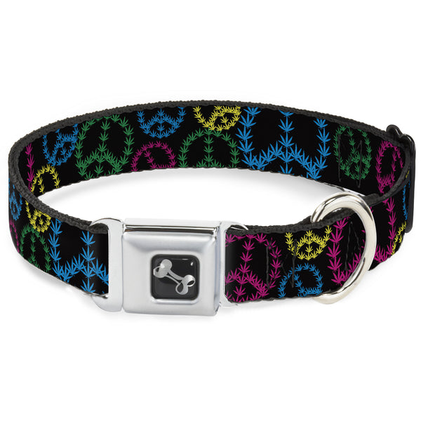 buckle down Buckle-Down Seatbelt Buckle Dog Collar - Multi Marijuana Peace Black/Multi Color