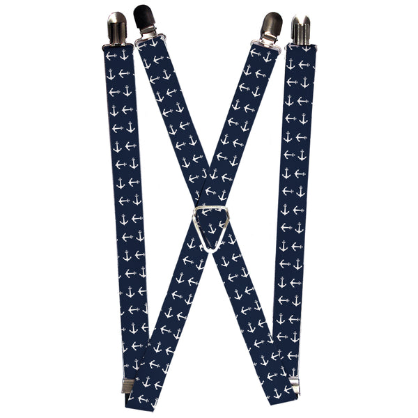 buckle down Suspenders - 1.0" - Anchors Navy/White