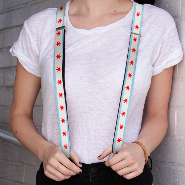 Buckle Down Suspenders - 1.0" - Chicago Flag