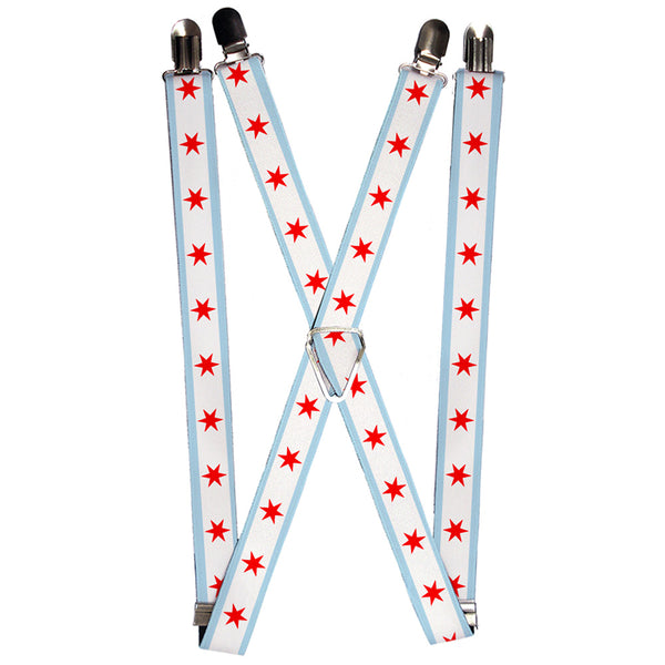 buckle down Suspenders - 1.0" - Chicago Flag