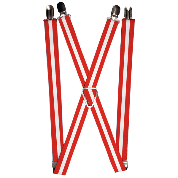 buckle down Suspenders - 1.0" - Stripes Red/White/Red
