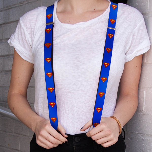 Buckle Down Suspenders - 1.0" - Superman Shield Blue