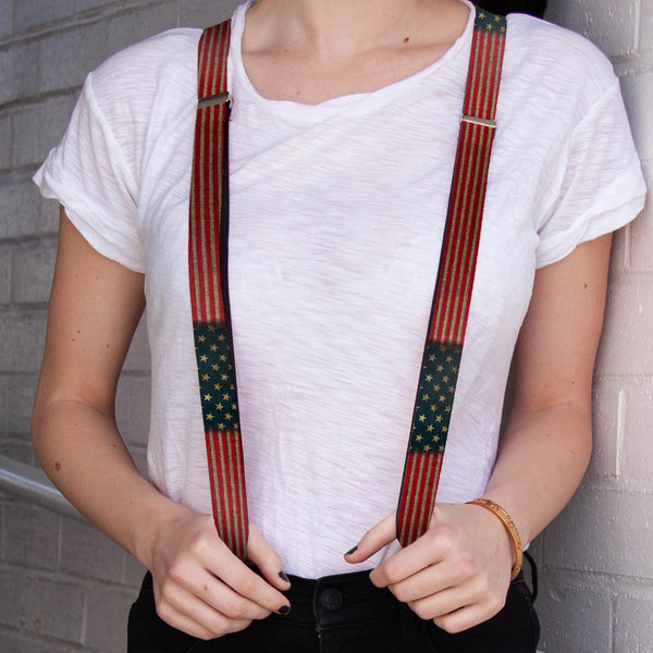 Buckle Down Suspenders - 1.0" - Vintage US Flag Stretch