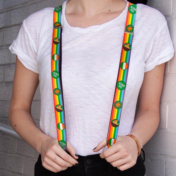 Buckle Down Suspenders - 1.25" - St. Pat's Rainbow/Coins